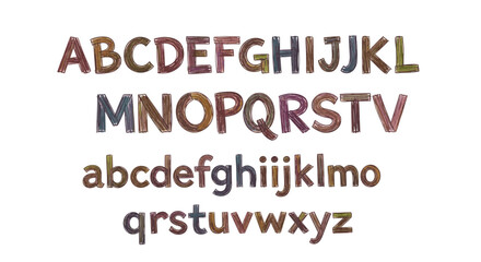 Fototapeta premium Illustration of uppercase and lowercase alphabet letters in four rows