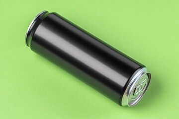 Black aluminum can on lime green background (1)