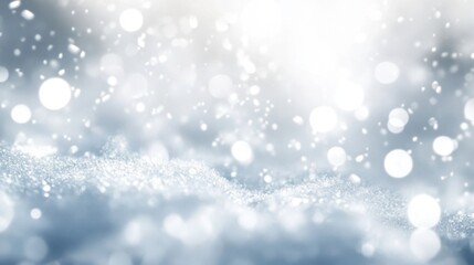 White snow with shining light and soft blur effect creating bright winter background with frozen scene