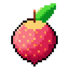 Fototapeta premium Simple pixel art depiction of a fresh lychee fruit, perfect for food blogs, healthy eating, and culinary designs