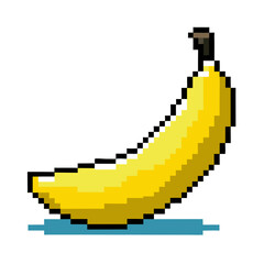 Obraz premium Simple pixel art banana design for creative projects, digital art, and playful website elements, ready to use