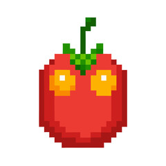 Obraz premium Simple pixel art bell pepper illustration perfect for food blogs, culinary projects, and healthy eating themes