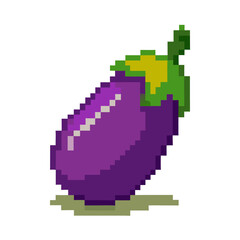 Obraz premium Simple pixel art aubergine illustration perfect for food blogs, recipe websites, or healthy eating projects, ready to use!