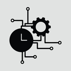 Silhouette time management automation solution vector illustrator