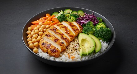 Grilled Chicken Bowl with Quinoa, Vegetables, and Avocado