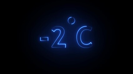 "Glowing -2°C Temperature Display in Bright Neon Blue on a Dark Background Representing Freezing Weather, Cold Climate Conditions, Digital Thermometer Interface, or Futuristic Icy Visual Aesthetics". - Powered by Adobe