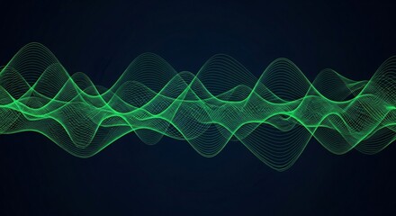 Dynamic green soundwave design, perfect for technology and data visualization