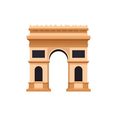 Fototapeta premium Arc de Triomphe in Paris, France, cartoon illustration, isolated on transparent background