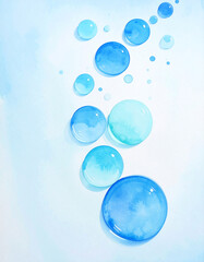 Watercolor Blue Water Droplets on Paper &ndash; Fresh and Clean Design
