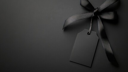 Elegant black gift with a dark ribbon and tag for a sophisticated presentation