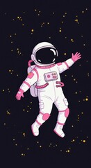 Cartoon Astronaut Floating in Space