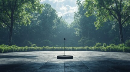 A podium at outdoor  with microphone