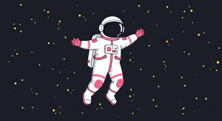 Cartoon Astronaut Floating in Space