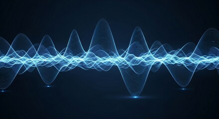 Dynamic blue sound wave visualization pulsates with energy