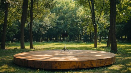 A podium at outdoor  with microphone