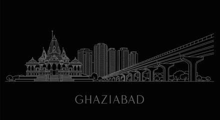 Obraz premium Ghaziabad Skyline India Architecture Vector.