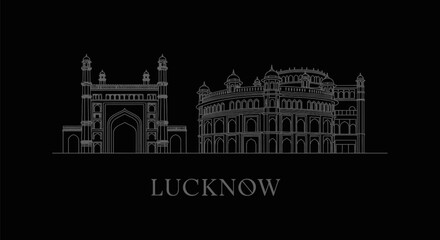 Lucknow Skyline with India Architecture.