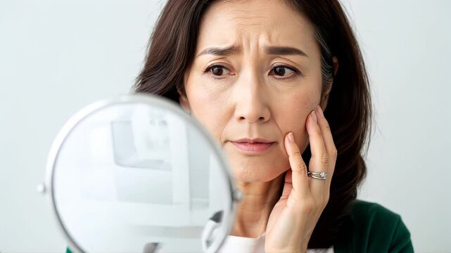 シワやたるみを気にする女性・50代60代女性のネガティブ美容イメージ