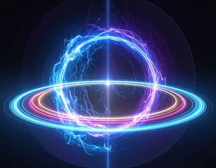 Obraz premium Glowing Quantum Data Flow Sphere