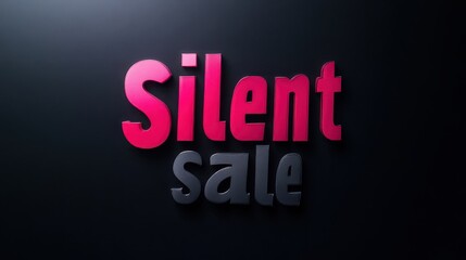 Obraz premium Bold silent sale announcement with pink and gray lettering on a dark background for marketing promotion
