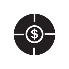 Black target with dollar glyph icon