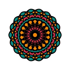 Colorful Mandala Design with Intricate Patterns and Symmetrical Art Aesthetics