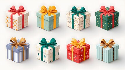Set of realistic gift boxes, isolated on white background