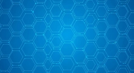 Obraz premium Modern blue technology background with hexagon network pattern design