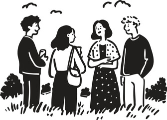 Obraz premium vector illustration: a group of people are talking, communicating in a warm friendly atmosphere