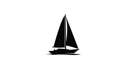a simple black silhouette of a sailboat on calm waters