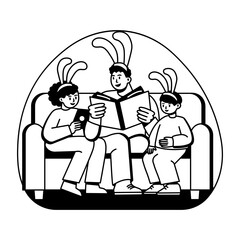 A glyph style illustration of easter story reading 