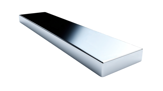 Reflective Metal Bar with Gradient: Isolated 3D Render