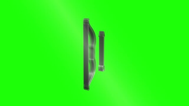 Silver bow and arrow rotating on green screen background