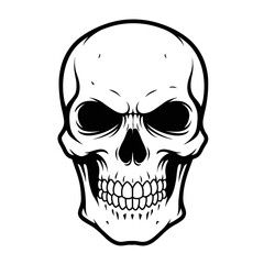 Fototapeta premium Black and White Skull Illustration