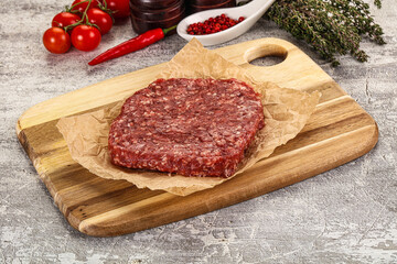Raw beef burger cutlet for grill