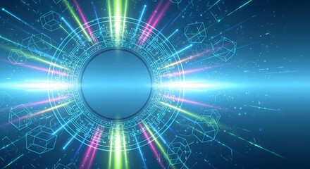 Fototapeta premium Futuristic technology background with glowing lines and digital design elements