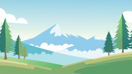 landscape with mountains and trees