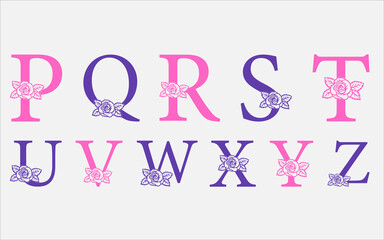Floral alphabet a-z vector design, flower letter set vector design, Alphabet vector, 1-10 number vector