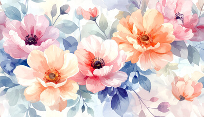 Seamless watercolor floral pattern