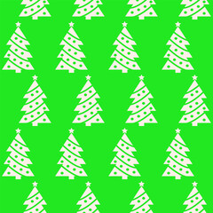 Obraz premium Christmas trees seamless pattern on green background. Design template for wallpaper,fabric,wrapping, textile