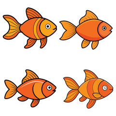Fototapeta premium Cute Goldfish Vector Illustration