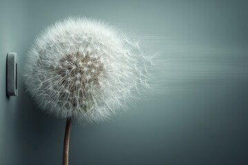 Obraz premium Dandelion seed head dispersing