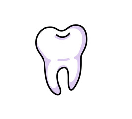 Tooth cartoon outline icon. Cute vector isolated illustration.