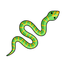 Naklejka premium Green snake cartoon character. Vector isolated illustration.