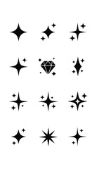 Collection of sparkle star diamond glitter symbols for design and decoration elements