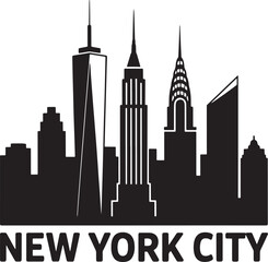 Obraz premium New York City Skyline Silhouette Vector Illustration Landmark Travel Destination USA America