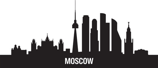 Naklejka premium Moscow Skyline Vector Illustration Russia Cityscape European Architecture Kremlin
