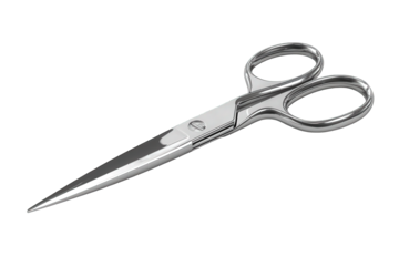 Sleek Silver Scissors on Transparent Background
