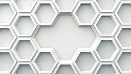 Abstract geometric pattern of interlocking white hexagons creating a modern honeycomb texture background