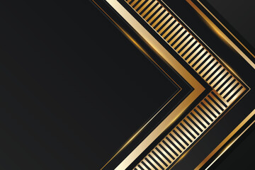Black luxury background with Golden Angle Stripes and Elegant Shiny Effect. Premium Abstract Design for Gala, Ads, Banner, Website, Poster, Cover, Presentation